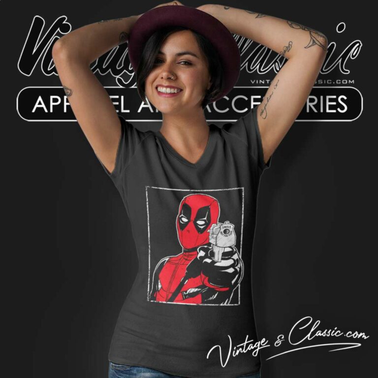 Deadpool Smile Wait For Flash V Neck TShirt Deadpool Smile Wait For Flash V Neck TShirt