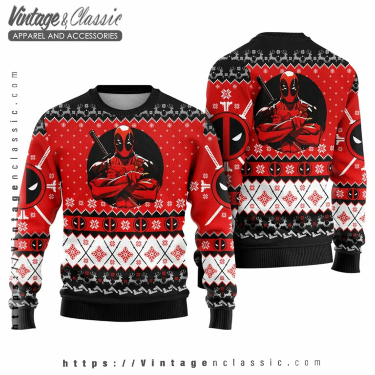 Deadpool Superhero Ugly Sweater Ugly Christmas Sweater Deadpool Superhero Ugly Sweater Ugly Christmas Sweater