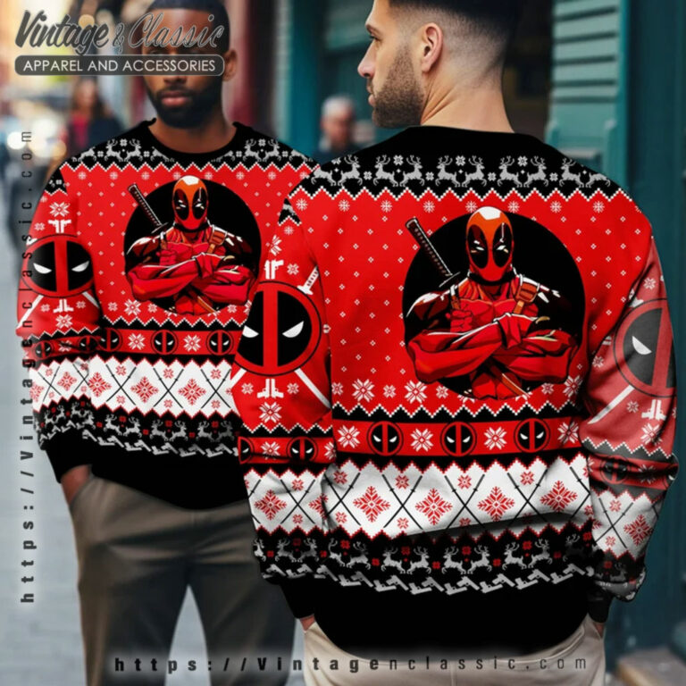 Deadpool Superhero Ugly Sweater mens Ugly Christmas Sweater Deadpool Superhero Ugly Sweater mens Ugly Christmas Sweater