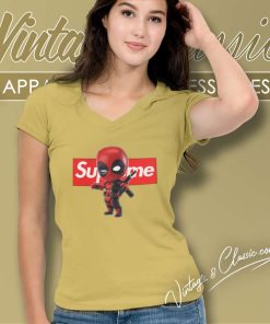 Deadpool Supreme Logo Shirt 5 Deadpool Supreme Logo Shirt V Neck TShirt