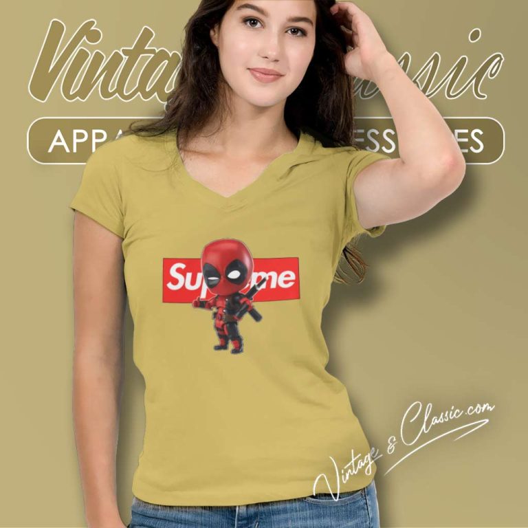 Deadpool Supreme Logo Shirt V Neck TShirt Deadpool Supreme Logo Shirt V Neck TShirt