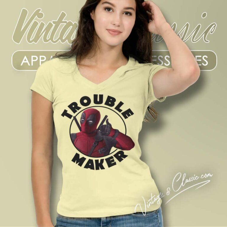 Deadpool Trouble Maker V Neck TShirt Deadpool Trouble Maker V Neck TShirt