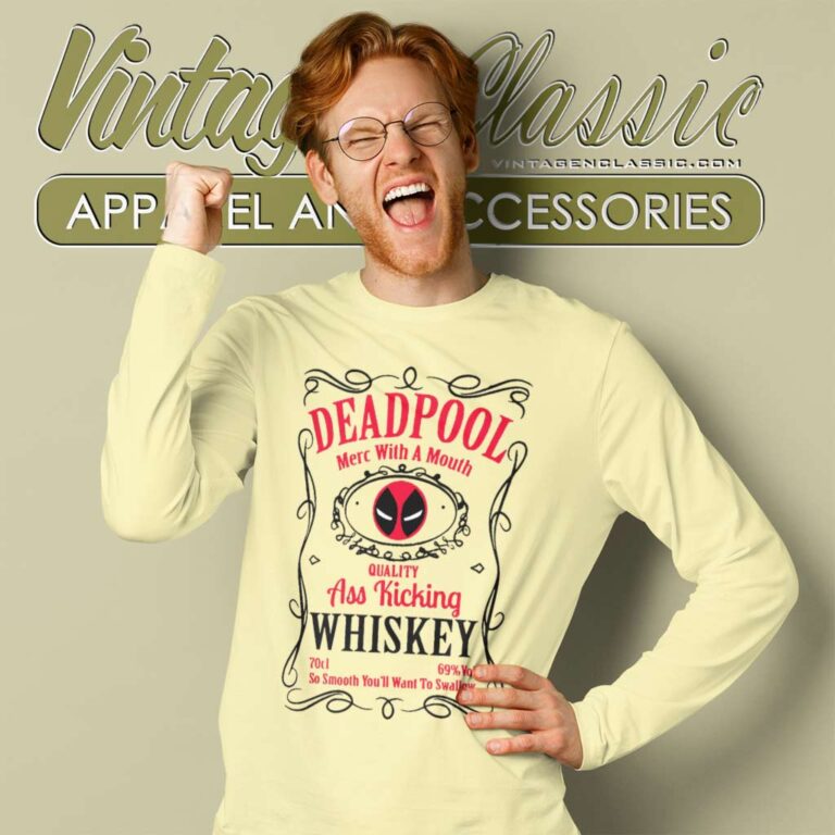 Deadpool Whiskey Inspired Long Sleeve Tee Deadpool Whiskey Inspired Long Sleeve Tee
