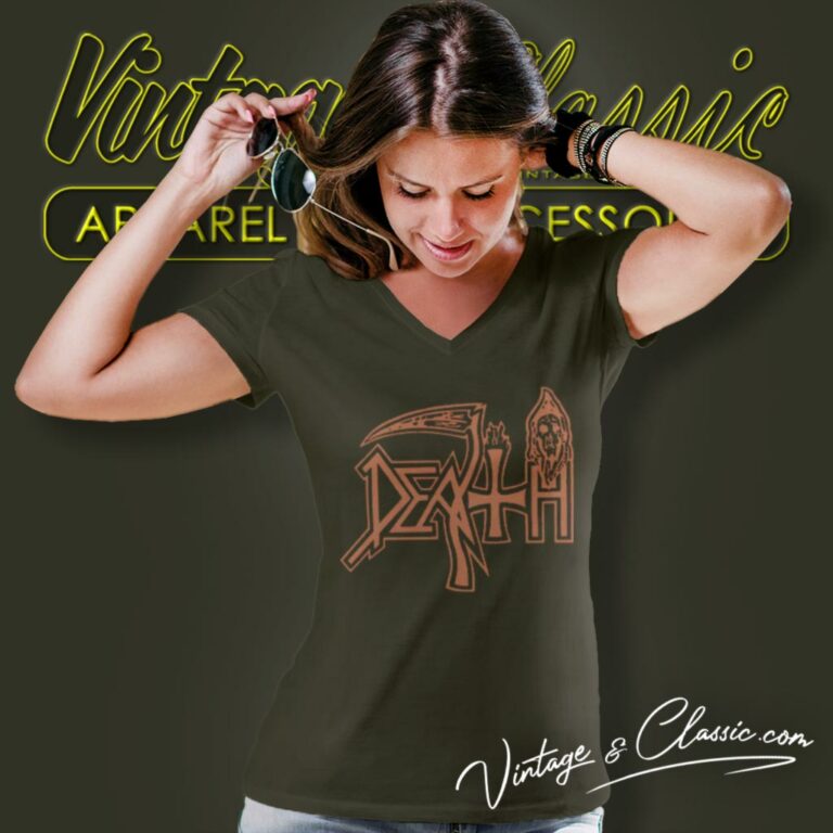 Death Logo Band V Neck TShirt Death Logo Band V Neck TShirt