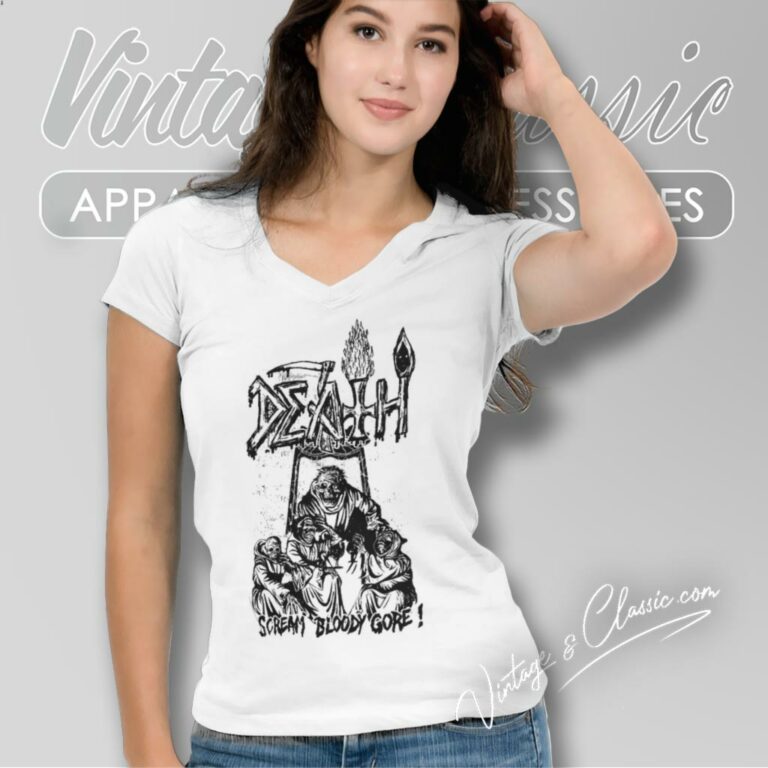 Death Shirt Scream Bloody Gore Art V Neck TShirt Death Shirt Scream Bloody Gore Art V Neck TShirt