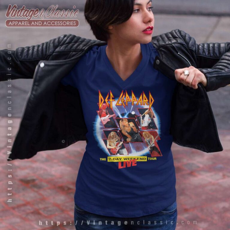Def Leppard 7 Day Weekend Tour V Neck TShirt Def Leppard 7 Day Weekend Tour V Neck TShirt