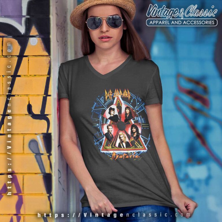 Def Leppard Hysteria Concert V Neck TShirt Def Leppard Hysteria Concert V Neck TShirt