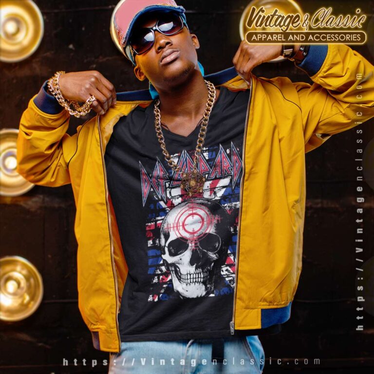 Def Leppard Jack Skull V Neck TShirt Def Leppard Jack Skull V Neck TShirt