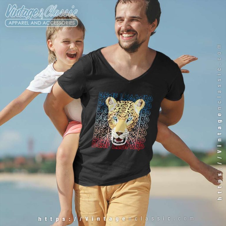 Def Leppard Leopard Logo V Neck TShirt Def Leppard Leopard Logo V Neck TShirt