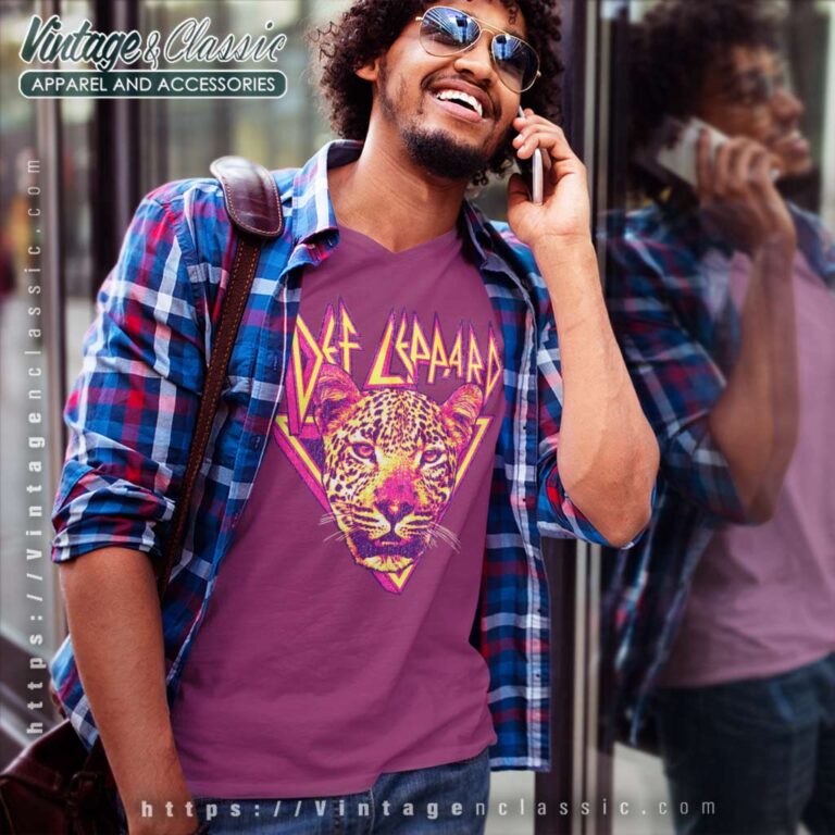 Def Leppard Leopard V Neck TShirt Def Leppard Leopard V Neck TShirt