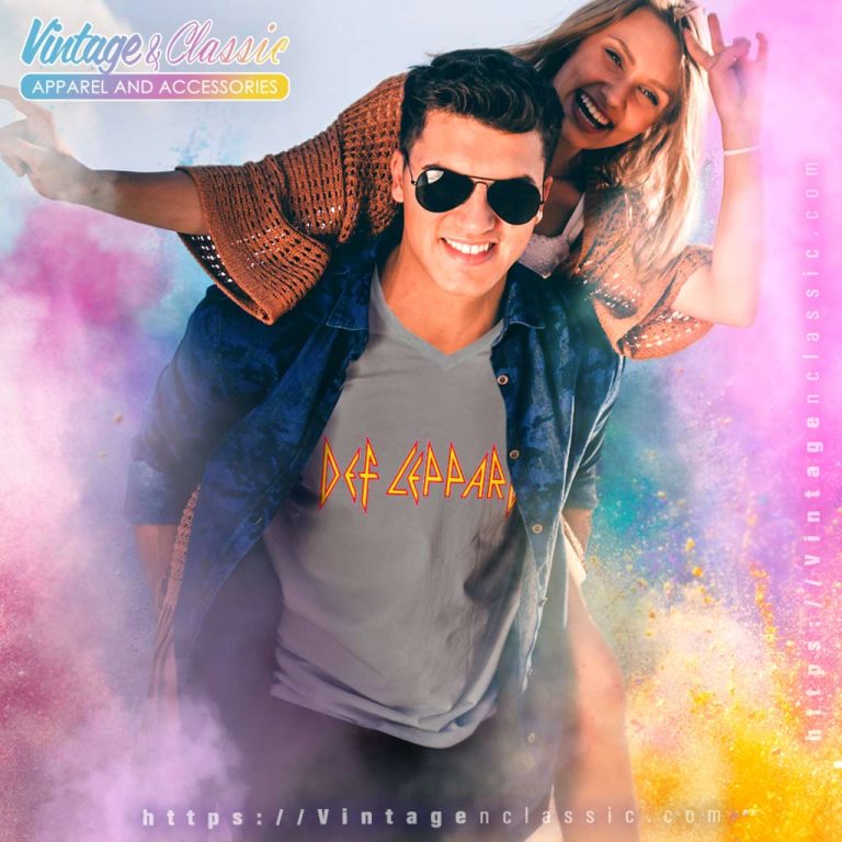 Def Leppard Logo V Neck TShirt Def Leppard Logo V Neck TShirt