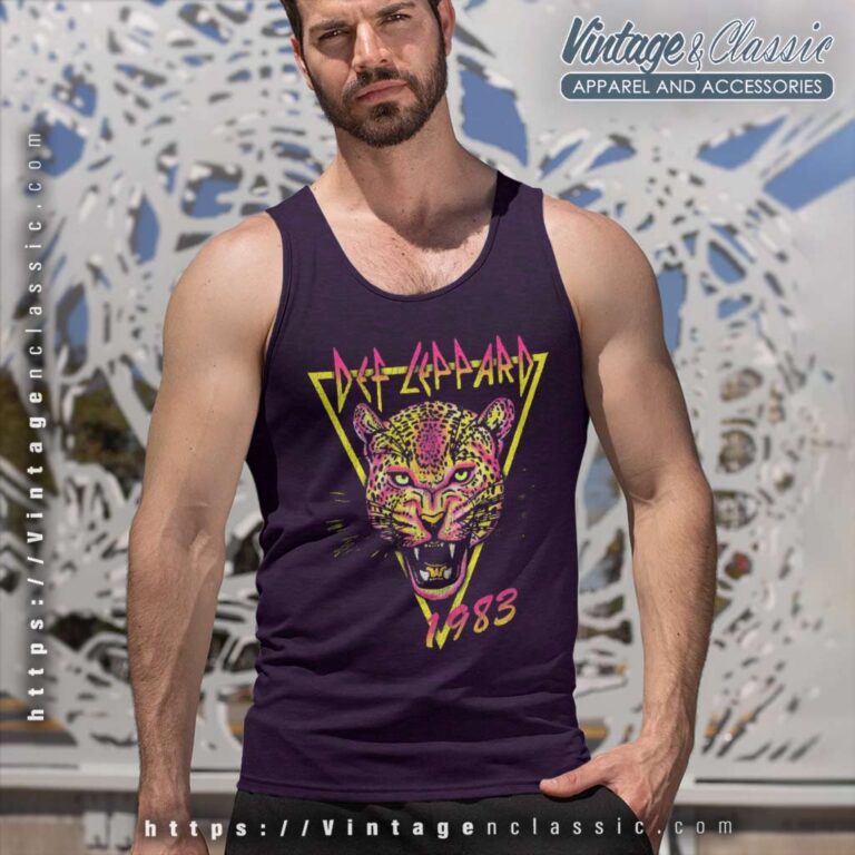 Def Leppard Neon Cat Rolled Tank Top Racerback Def Leppard Neon Cat Rolled Tank Top Racerback