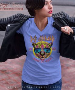 Def Leppard Sunglasses Leppard V Neck TShirt