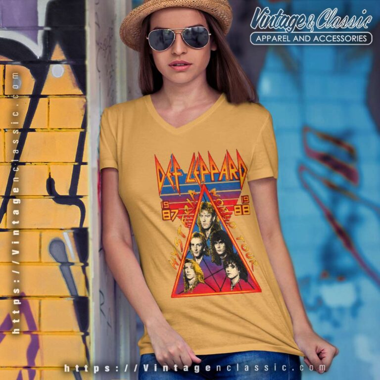 Def Leppard World Tour V Neck TShirt Def Leppard World Tour V Neck TShirt