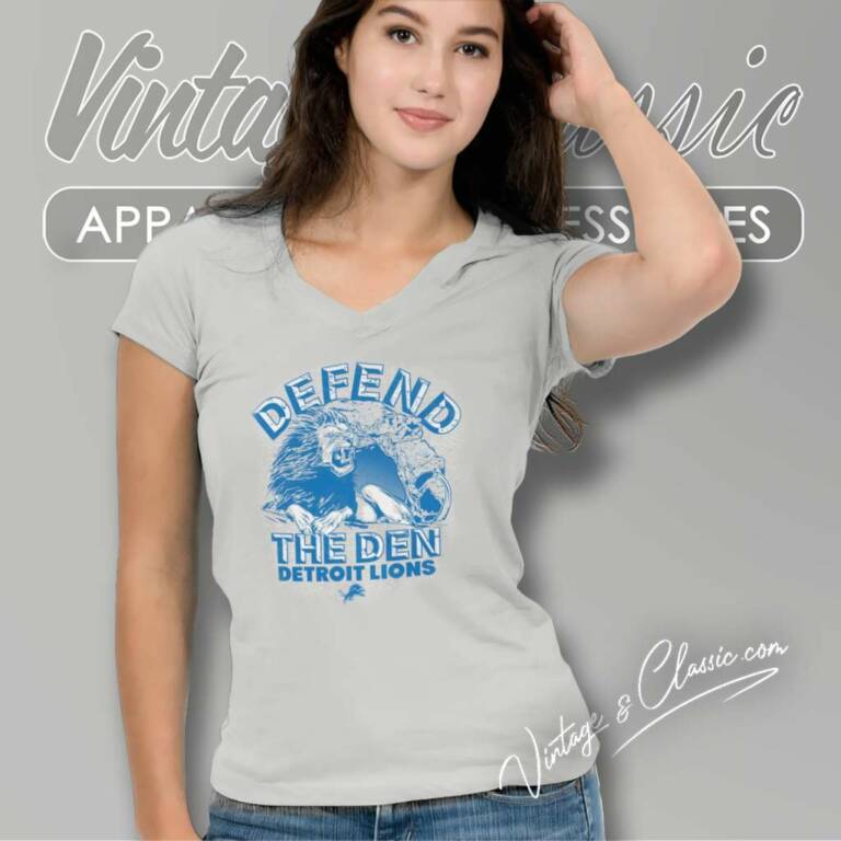 Defend The Den Detroit Lions V Neck TShirt Defend The Den Detroit Lions V Neck TShirt