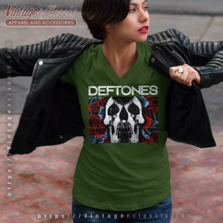 Deftones 2003 Tour V Neck TShirt Deftones 2003 Tour V Neck TShirt