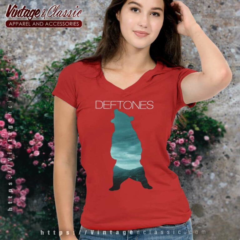 Deftones Bear Logo V Neck TShirt Deftones Bear Logo V Neck TShirt