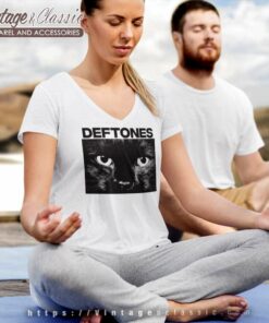 Deftones Black Cat V Neck TShirt