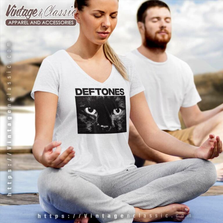 Deftones Black Cat V Neck TShirt Deftones Black Cat V Neck TShirt
