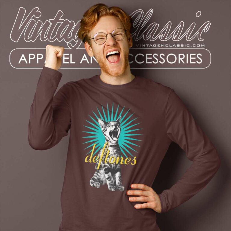 Deftones Cat Shirt Bored Promo 1995 Album Cover Long Sleeve Tee Deftones Cat Shirt Bored Promo 1995 Album Cover Long Sleeve Tee