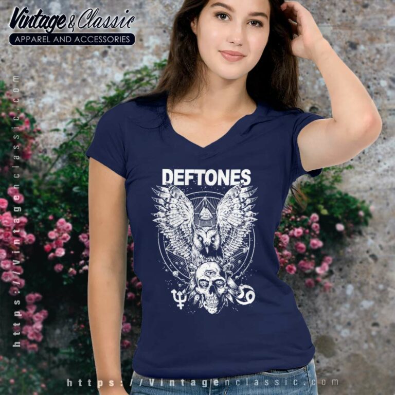 Deftones Owl And Skull V Neck TShirt Deftones Owl And Skull V Neck TShirt