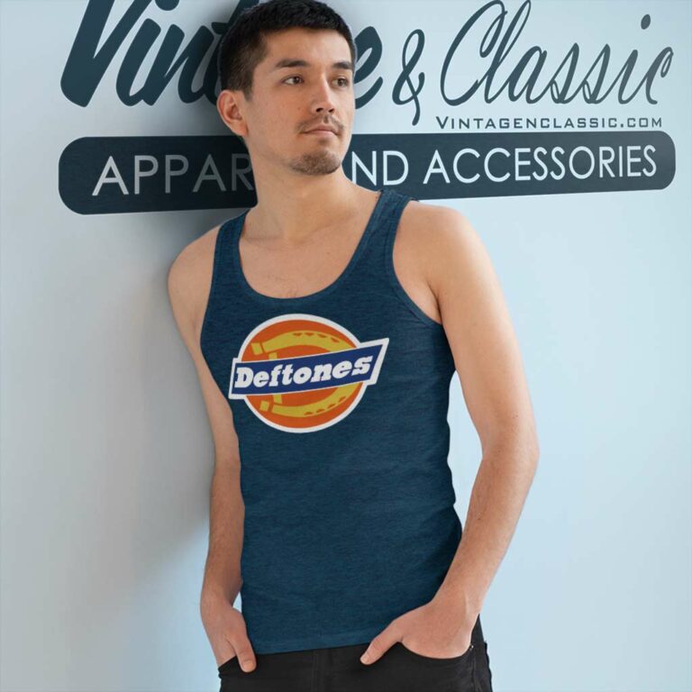 Deftones Rip Off Dickies Logo Tank Top Racerback Deftones Rip Off Dickies Logo Tank Top Racerback