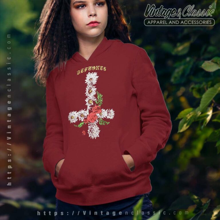 Deftones Shirt Floral Upside Down Cross Hoodie Deftones Shirt Floral Upside Down Cross Hoodie