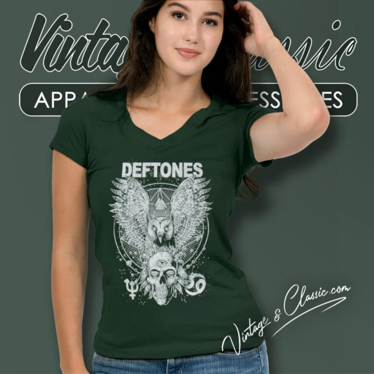 Deftones Shirt Owl And Skull V Neck TShirt Deftones Shirt Owl And Skull V Neck TShirt