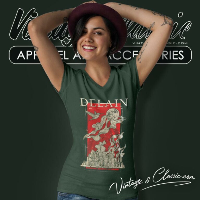 Delain Burning City V Neck TShirt Delain Burning City V Neck TShirt