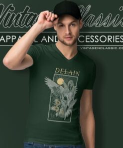 Delain Skullflower V Neck TShirt
