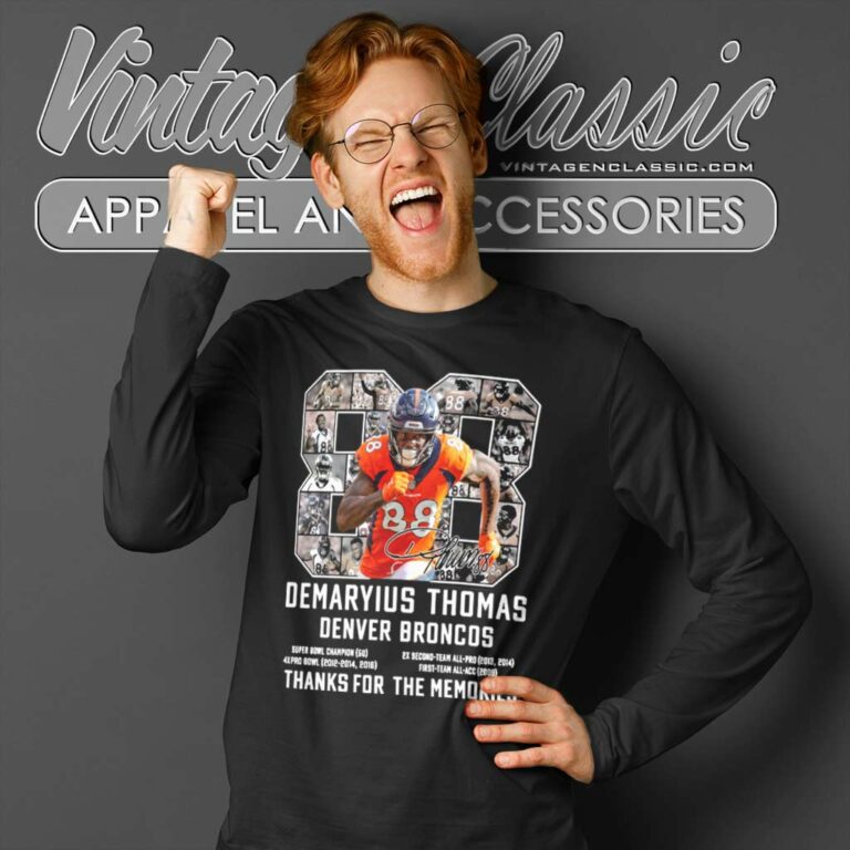 Demaryius Thomas Denver Broncos Thank You For The Memories Long Sleeve Tee Demaryius Thomas Denver Broncos Thank You For The Memories Long Sleeve Tee