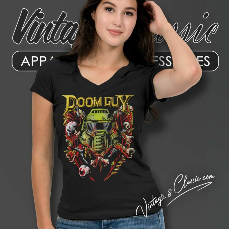 Demon Wars Doomguy Game V Neck TShirt Demon Wars Doomguy Game V Neck TShirt