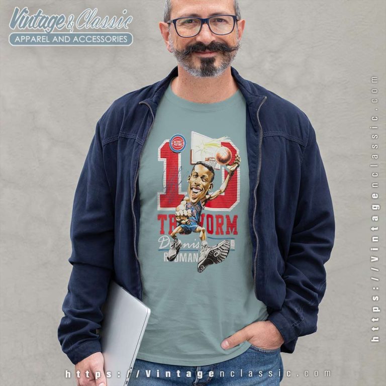 Dennis Rodman Detroit Pistons Mitchell Ness Hardwood Classics Caricature Long Sleeve Tee Dennis Rodman Detroit Pistons Mitchell Ness Hardwood Classics Caricature Long Sleeve Tee