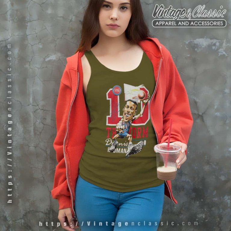 Dennis Rodman Detroit Pistons Mitchell Ness Hardwood Classics Caricature Tank Top Racerback Dennis Rodman Detroit Pistons Mitchell Ness Hardwood Classics Caricature Tank Top Racerback
