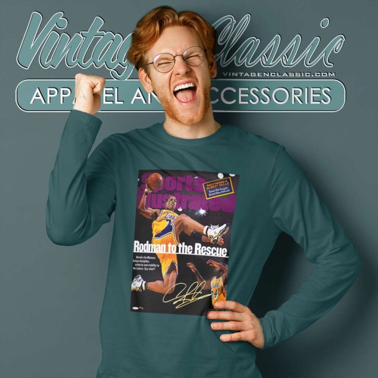 Dennis Rodman Illustrated Cover Los Angeles Lakers Poster Long Sleeve Tee Dennis Rodman Illustrated Cover Los Angeles Lakers Poster Long Sleeve Tee