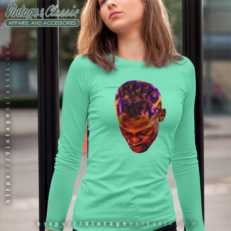 Dennis Rodman Lakers Hairstyles Long Sleeve Tee Dennis Rodman Lakers Hairstyles Long Sleeve Tee