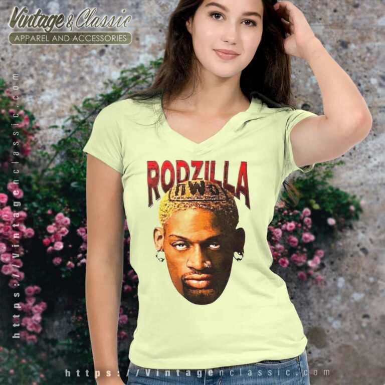 Dennis Rodman Rodzilla V Neck TShirt Dennis Rodman Rodzilla V Neck TShirt