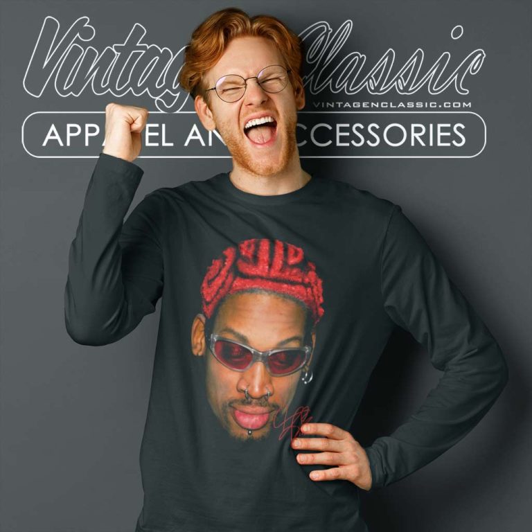 Dennis Rodman T shirt Rare Black Homage Long Sleeve Tee Dennis Rodman T shirt Rare Black Homage Long Sleeve Tee