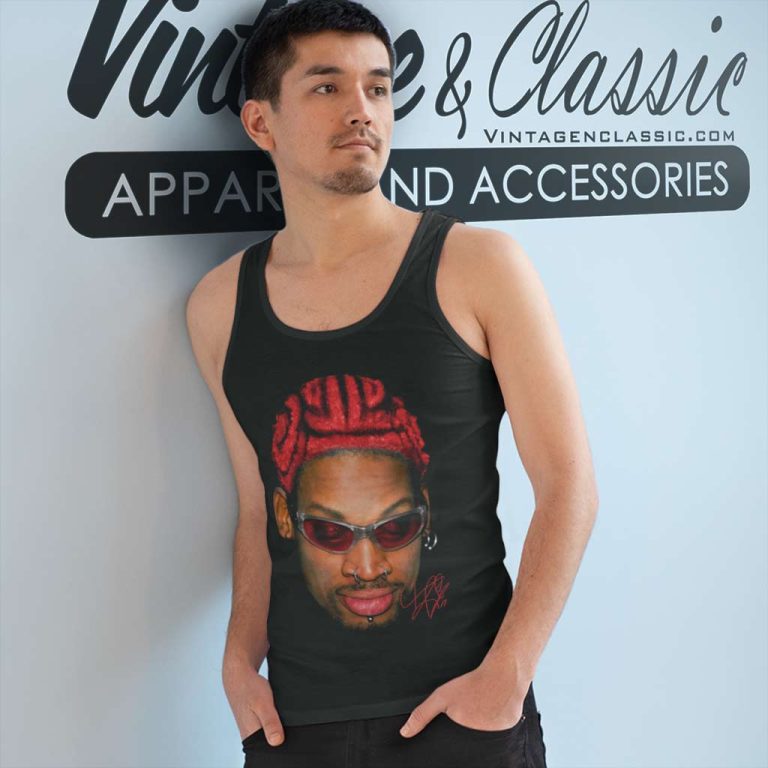 Dennis Rodman T shirt Rare Black Homage Tank Top Racerback Dennis Rodman T shirt Rare Black Homage Tank Top Racerback
