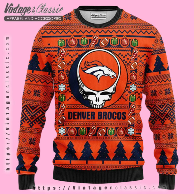 Denver Broncos Grateful Dead Ugly Sweater Ugly Christmas Sweater Denver Broncos Grateful Dead Ugly Sweater Ugly Christmas Sweater