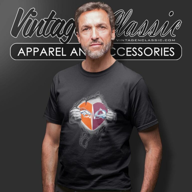 Denver Broncos Colorado Avalanche Inside My Heart Logo T Shirt Denver Broncos Colorado Avalanche Inside My Heart Logo T Shirt