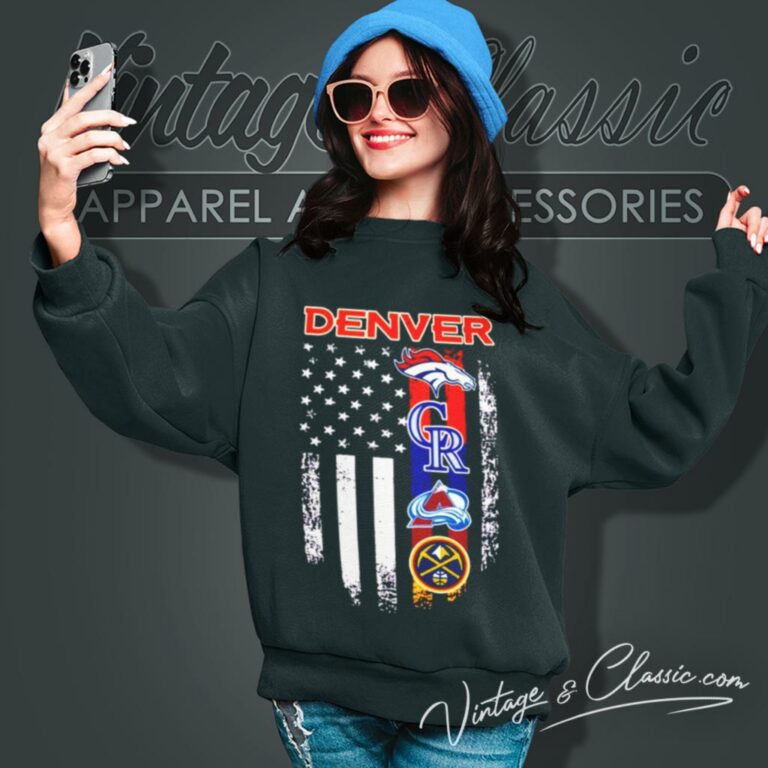 Denver Broncos Colorado Rockies Colorado Avalanche Nuggets Logo America Sweatshirt Denver Broncos Colorado Rockies Colorado Avalanche Nuggets Logo America Sweatshirt