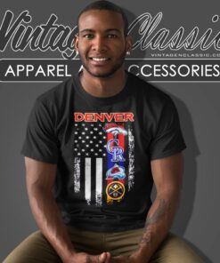 Denver Broncos Colorado Rockies Colorado Avalanche Nuggets Logo America T Shirt