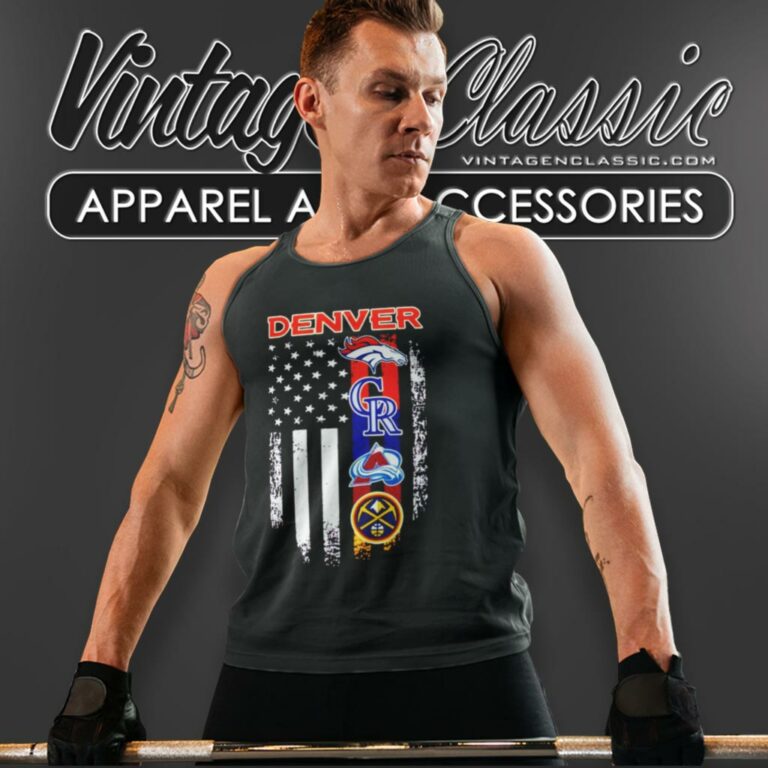 Denver Broncos Colorado Rockies Colorado Avalanche Nuggets Logo America Tank Top Racerback Denver Broncos Colorado Rockies Colorado Avalanche Nuggets Logo America Tank Top Racerback