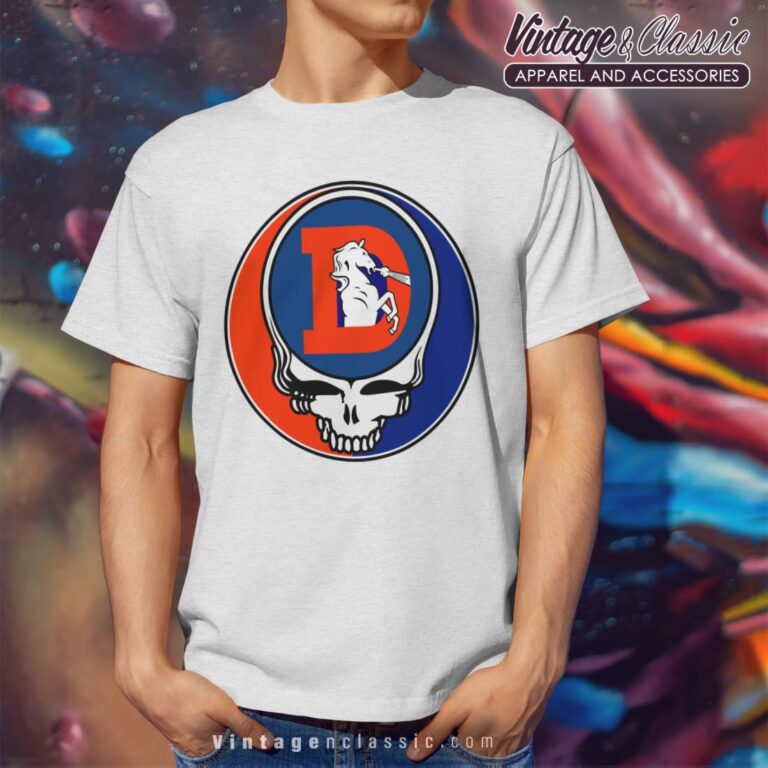 Denver Broncos Grateful Dead Steal Your Face White T Shirt Denver Broncos Grateful Dead Steal Your Face White T Shirt