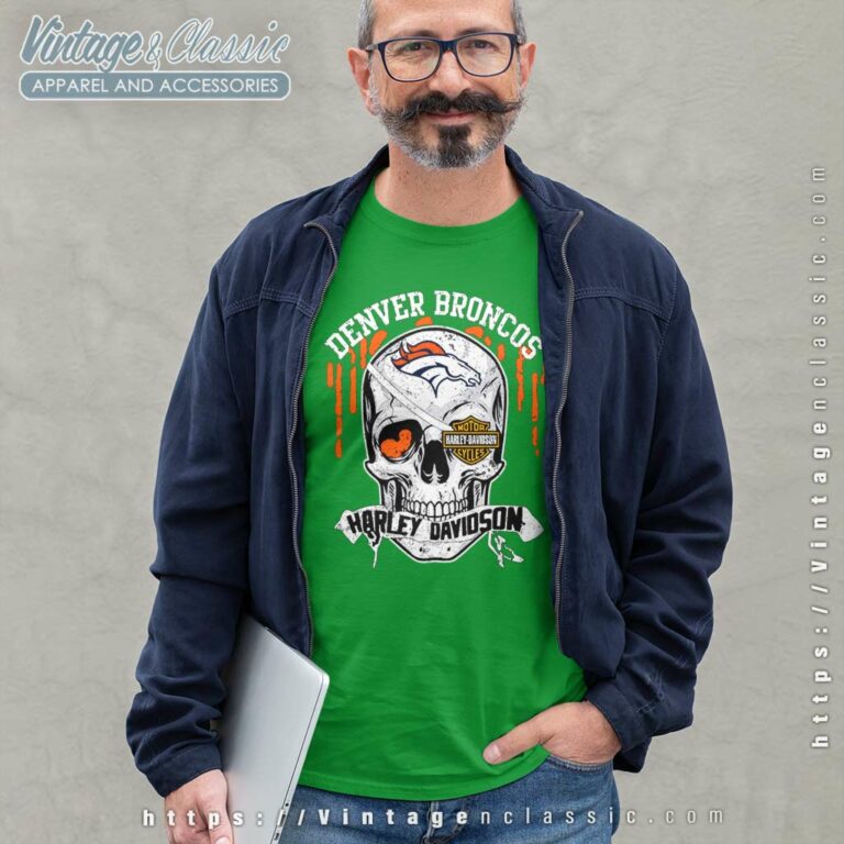 Denver Broncos Harley Daivsion Skull Long Sleeve Tee Denver Broncos Harley Daivsion Skull Long Sleeve Tee