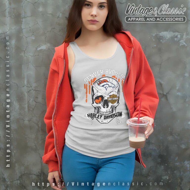 Denver Broncos Harley Daivsion Skull Tank Top Racerback Denver Broncos Harley Daivsion Skull Tank Top Racerback
