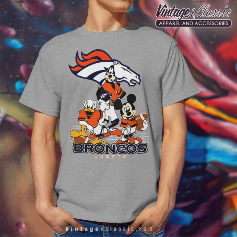 Denver Broncos Mickey Mouse Donald Duck Goofy Sport Grey T Shirt Denver Broncos Mickey Mouse Donald Duck Goofy Sport Grey T Shirt