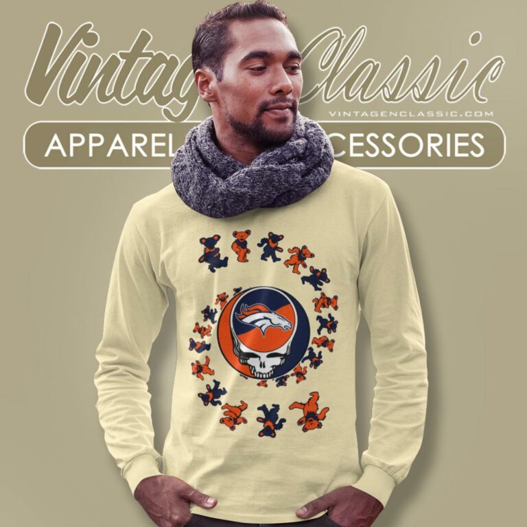 Denver Broncos Nfl Grateful Dancing Bears Long Sleeve Tee Denver Broncos Nfl Grateful Dancing Bears Long Sleeve Tee