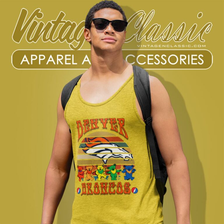 Denver Broncos Nfl Grateful Dancing Bears Retro Tank Top Racerback Denver Broncos Nfl Grateful Dancing Bears Retro Tank Top Racerback